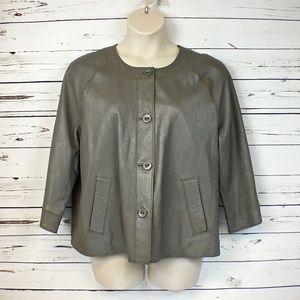 J Jill Leather jacket with 3/4 sleeves Taupe